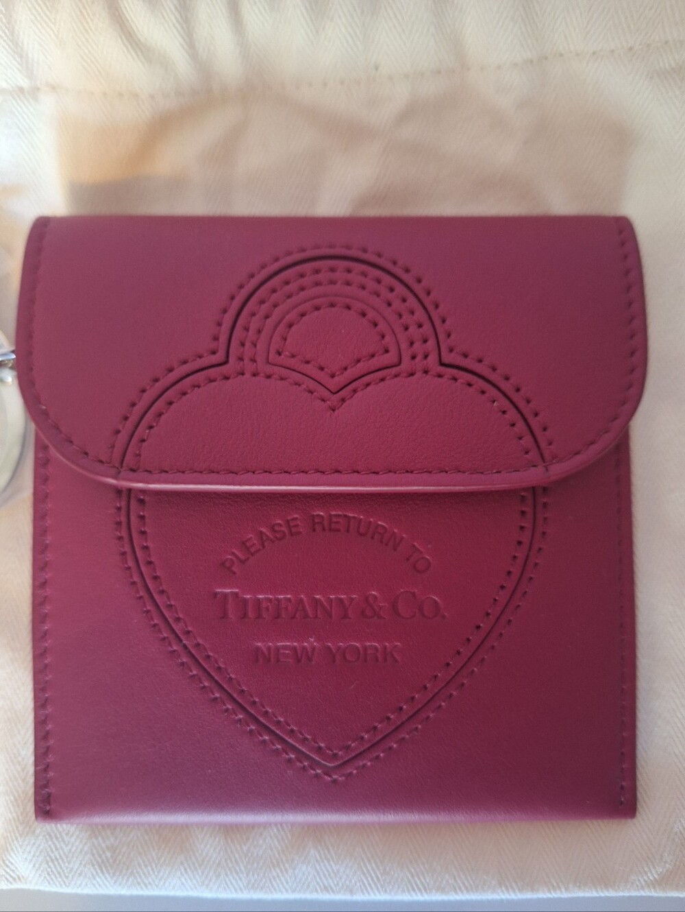 Tiffany & Co. Fuchsia Leather Heart Keychain Pouch